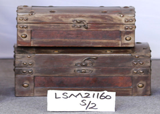Handicraft Dark Brown FSC S26 Rustic Wooden Chest Trunk